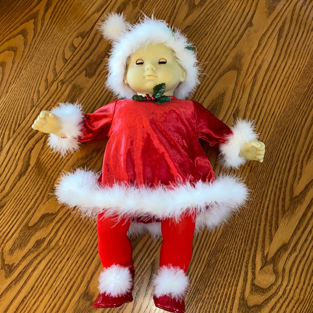 USED Bitty Baby in Christmas outfit